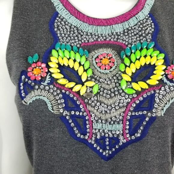 Greylin Gray Beaded Embelished Neckline Dress Sz M - Picture 4 of 7